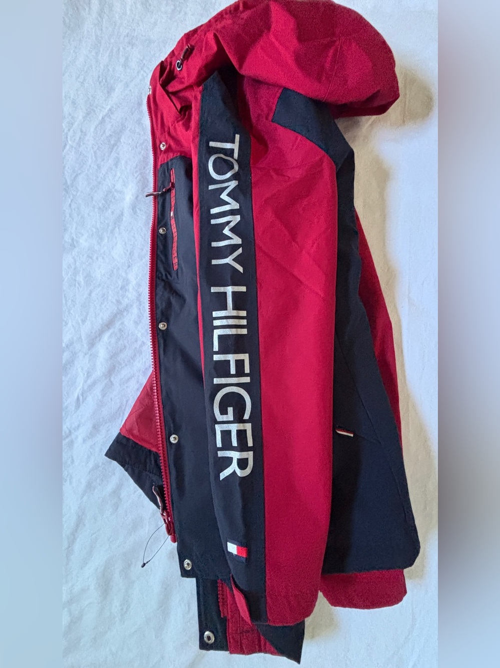 Tommy Hilfiger Womens S 3 In 1 All Weather Hooded Jacket Coat Red Navy - Picture 13 of 16